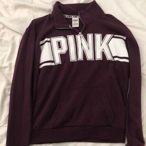 PINK Maroon Quarter-zip Sweatshirt